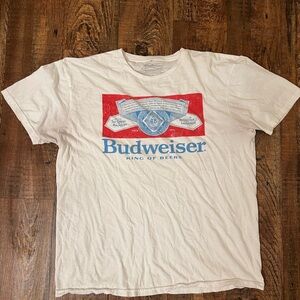 Budweiser White and Red Short Sleeve Tee